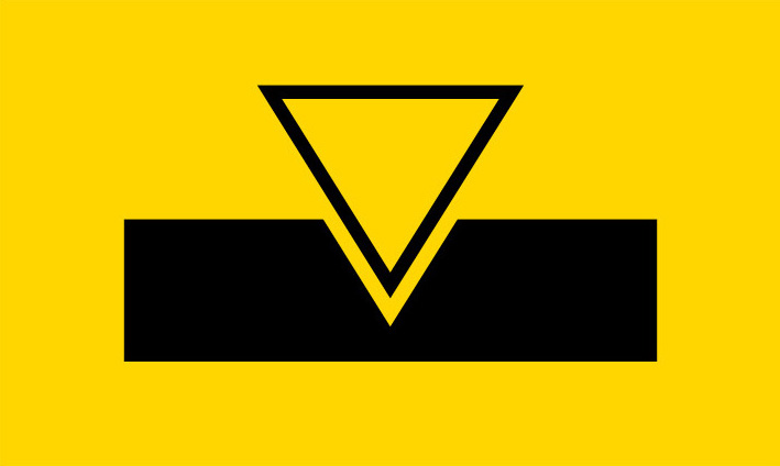 Icon schwarzer Balken mit gelbem Dreieck